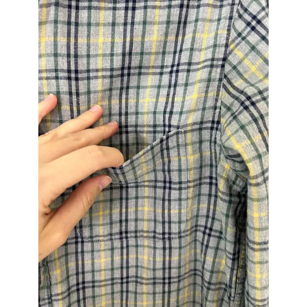 J.crew Shirt‎ Men's S Brushed twill shirt button down flannel grey pale mustard